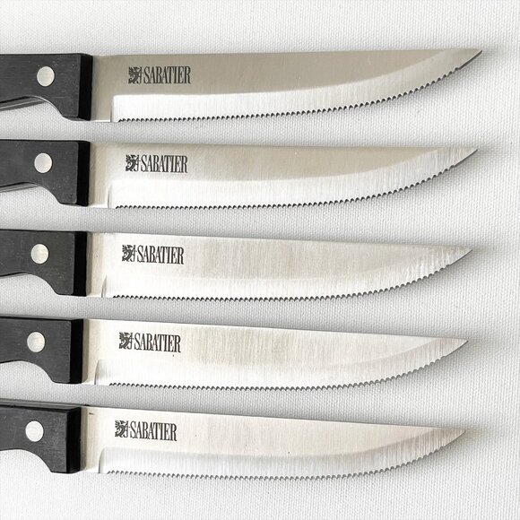 Sabatier Set of 5 Steak Knives 4.5" Stainless Steel Serrated Blade - Picture 1 of 9